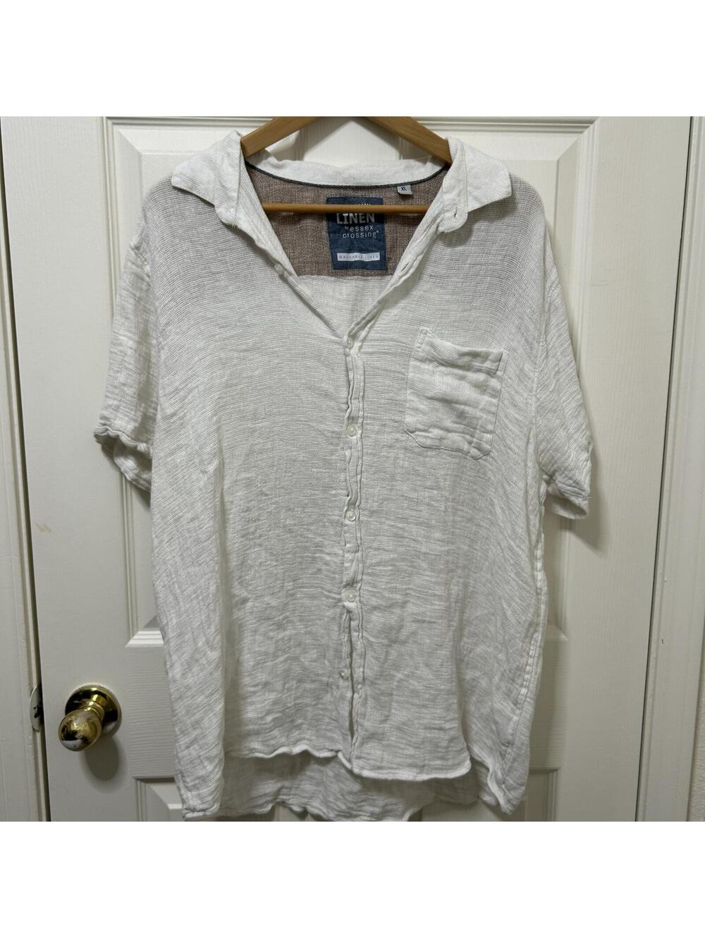 Montauk Linen Essex Crossing Mens XL White SS Button Down